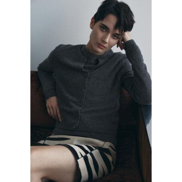 Zara Sweaters - Zara Womens Sweater Size M Gray Cardigan Knit 100 Wool Long Sleeve 2893/102 NWOT